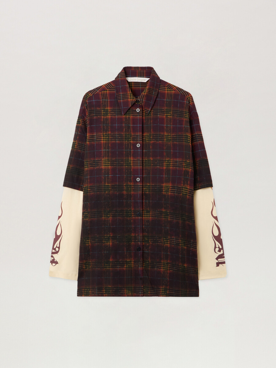 overdyed check flames shirt