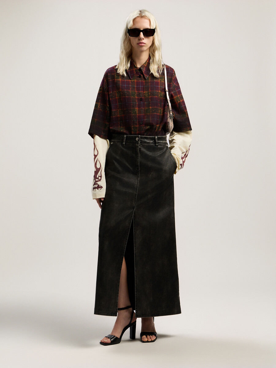 overdyed check flames shirt